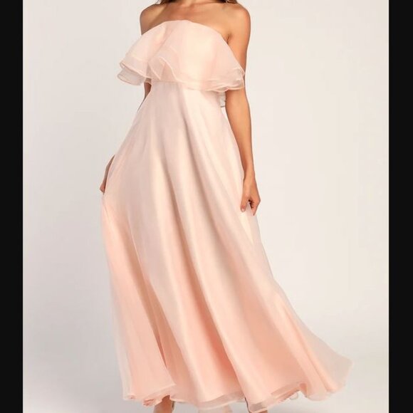 Lulus Dresses & Skirts - NWOT Lulus Sweet Passion Light Pink Organza Maxi Dress